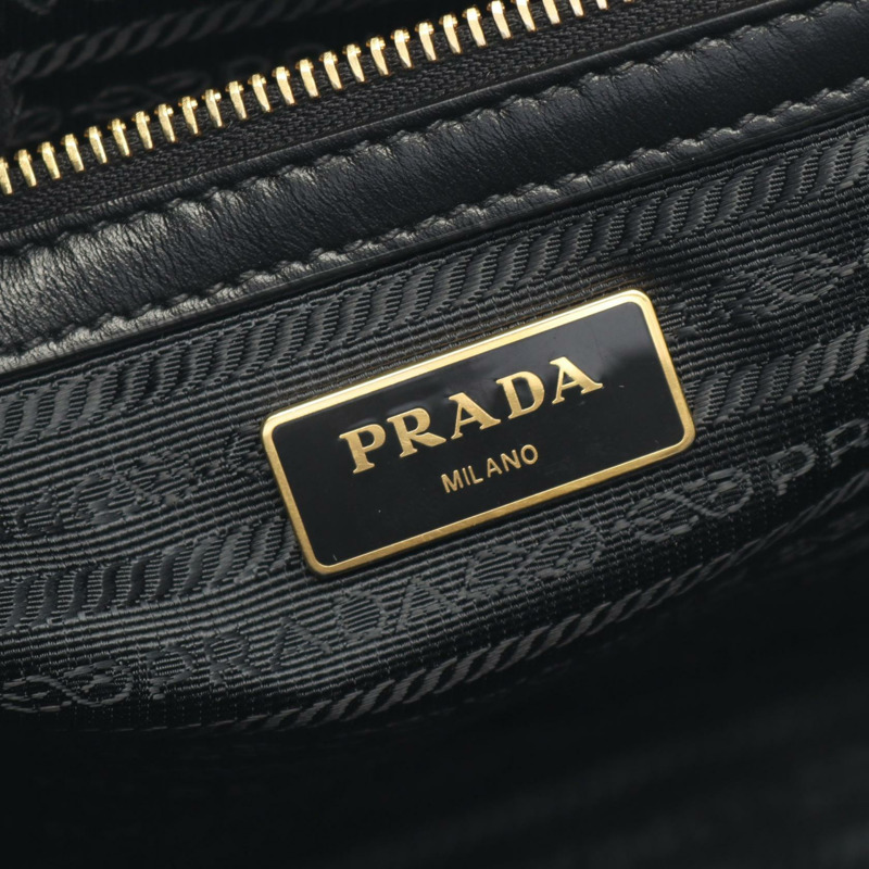 PRADA SAFFIANO+SOFT CALF 兩用肩背手提包 1BA189 黑色皮革 二手-3