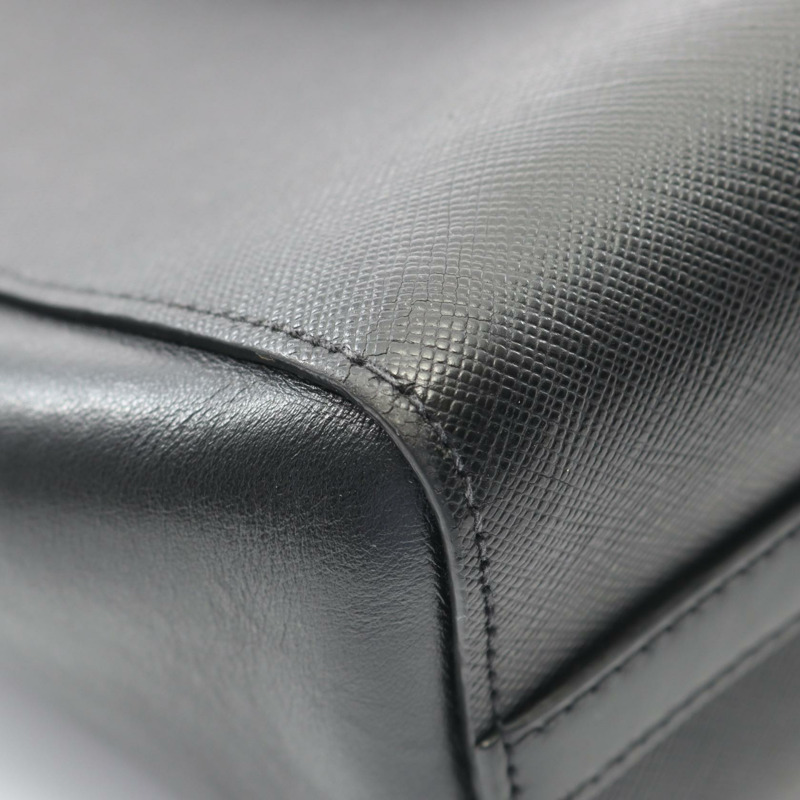 PRADA SAFFIANO+SOFT CALF 兩用肩背手提包 1BA189 黑色皮革 二手-6