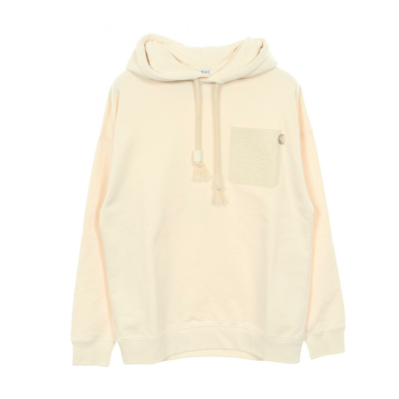 LOEWE ANAGRAM 貼袋連帽衫 H526Y25X31 純棉 白色 #XS 二手 男款-0