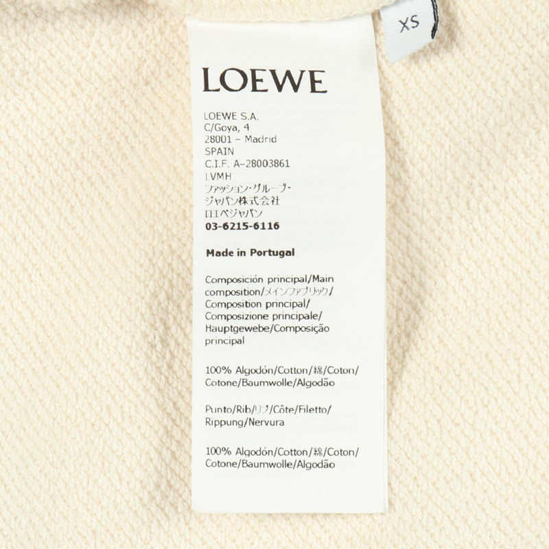 LOEWE ANAGRAM 貼袋連帽衫 H526Y25X31 純棉 白色 #XS 二手 男款-3