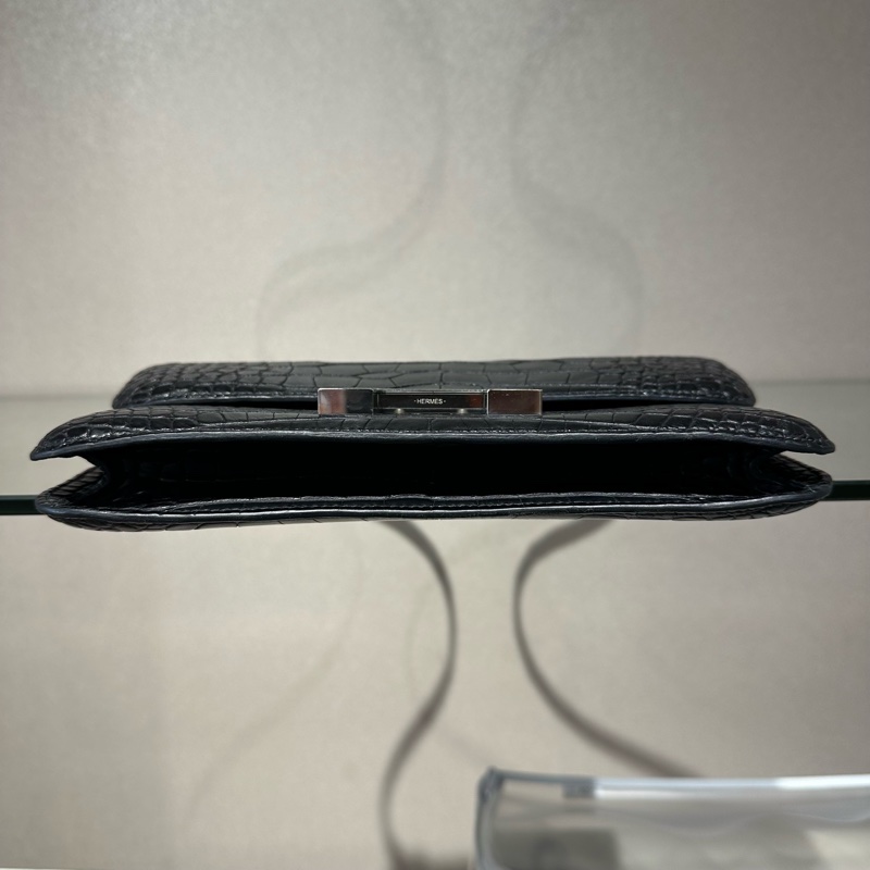 HERMES爱马仕 Constance Elan 康康 雾面鳄鱼黑色单肩斜挎包-4