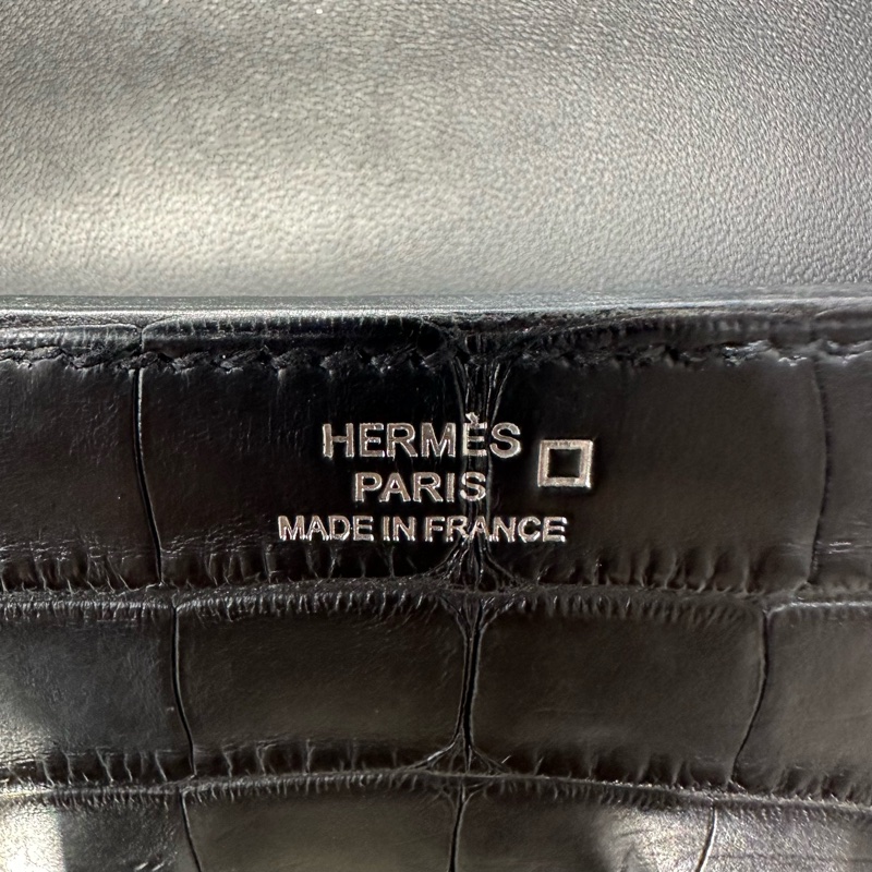 HERMES爱马仕 Constance Elan 康康 雾面鳄鱼黑色单肩斜挎包-6