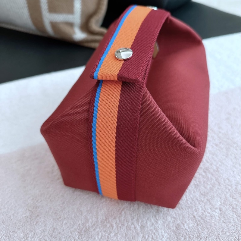 Hermes 愛馬仕 帆布飯盒包/21cm小號/酒紅款/全新美品-2