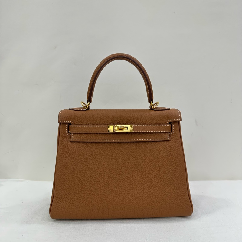 Hermes Kelly 25金棕金扣Z刻togo皮閒置新，有copy購證+專櫃護理購證-1
