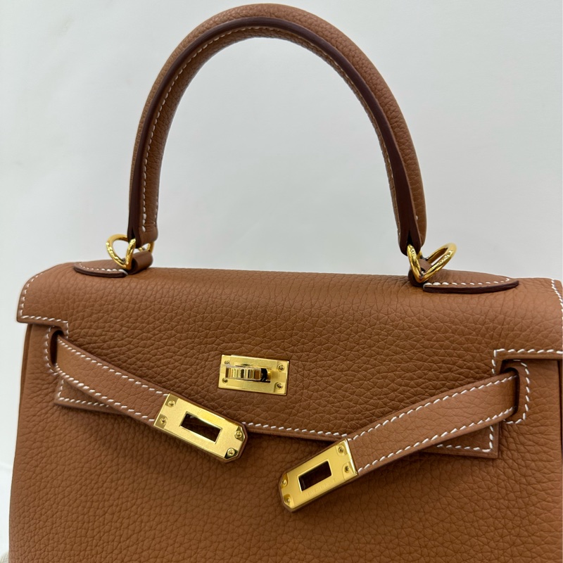 Hermes Kelly 25金棕金扣Z刻togo皮閒置新，有copy購證+專櫃護理購證-7