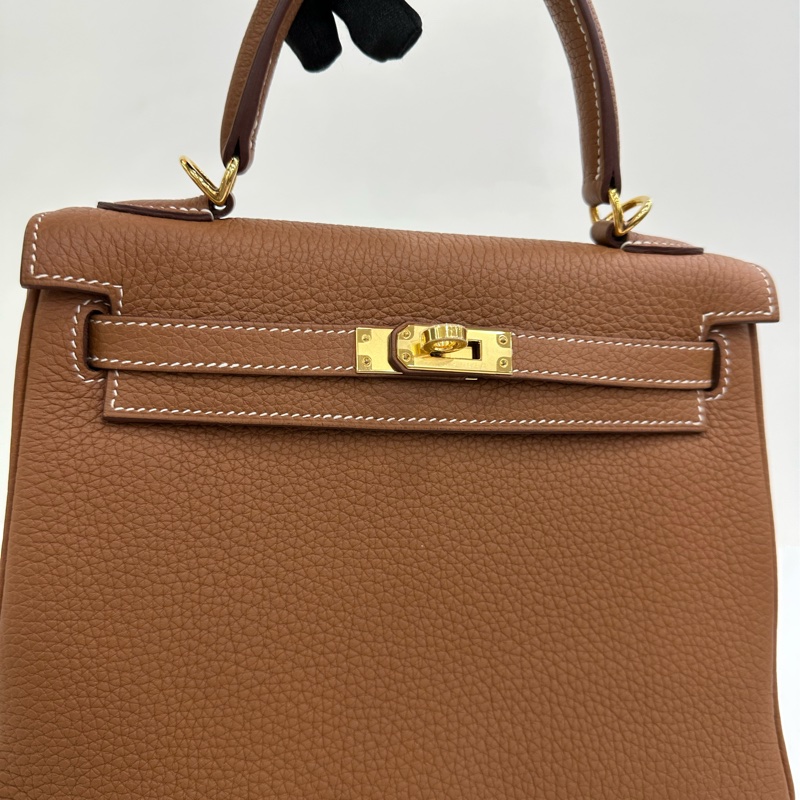Hermes Kelly 25金棕金扣Z刻togo皮閒置新，有copy購證+專櫃護理購證-8