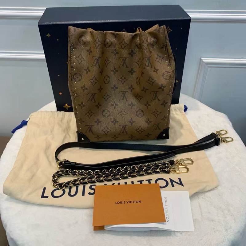 LV 路易威登No eTrunk水桶包 小號 Monogram老花帆布+金屬鉚釘-0