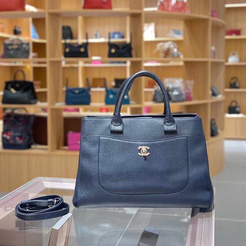 香奈兒Chanel 藍色2way noe executive 托特包單肩包-0