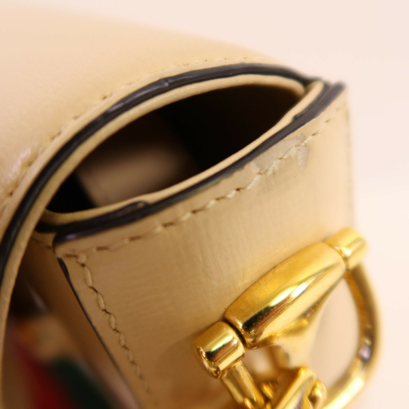 GUCCI 牛皮皮革Horsebit 1955金扣肩背袋-5