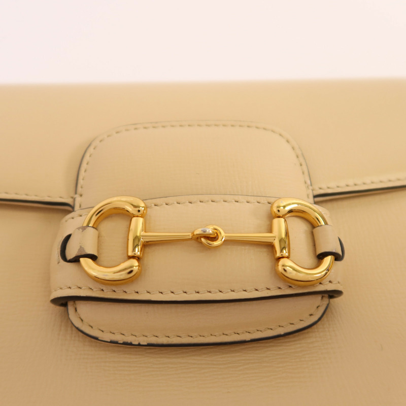 GUCCI 牛皮皮革Horsebit 1955金扣肩背袋-11