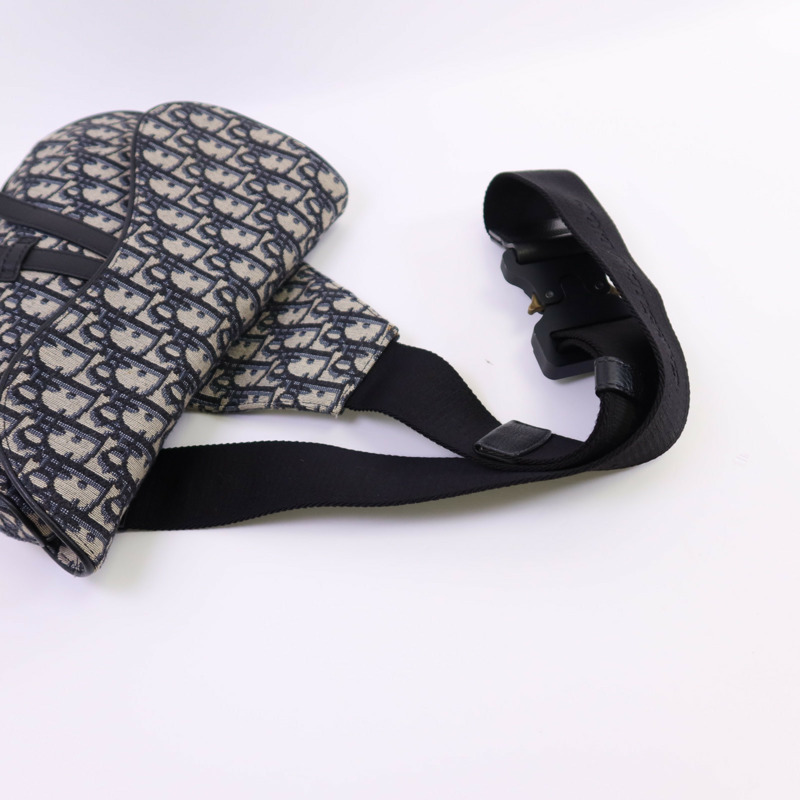 Dior Obriqur帆布Saddle Oblique銀扣肩背袋-4