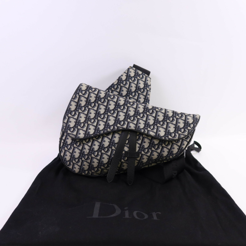 Dior Obriqur帆布Saddle Oblique銀扣肩背袋-22