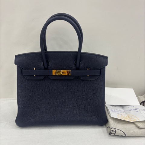 Hermes birkin 30 2Z午夜藍金扣Y刻togo皮，有專櫃護理單據