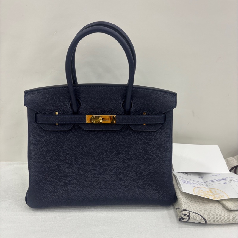 Hermes birkin 30 2Z午夜藍金扣Y刻togo皮,有專櫃護理單據-0