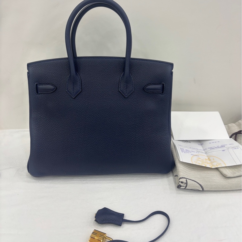 Hermes birkin 30 2Z午夜藍金扣Y刻togo皮,有專櫃護理單據-1