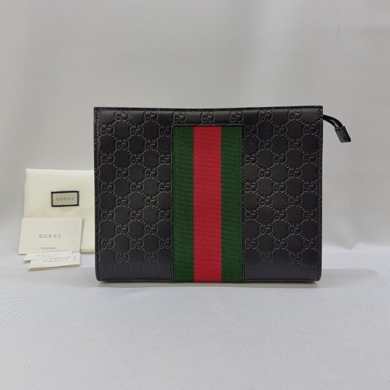 GUCCI GG Supreme帆布織帶手拿包-0