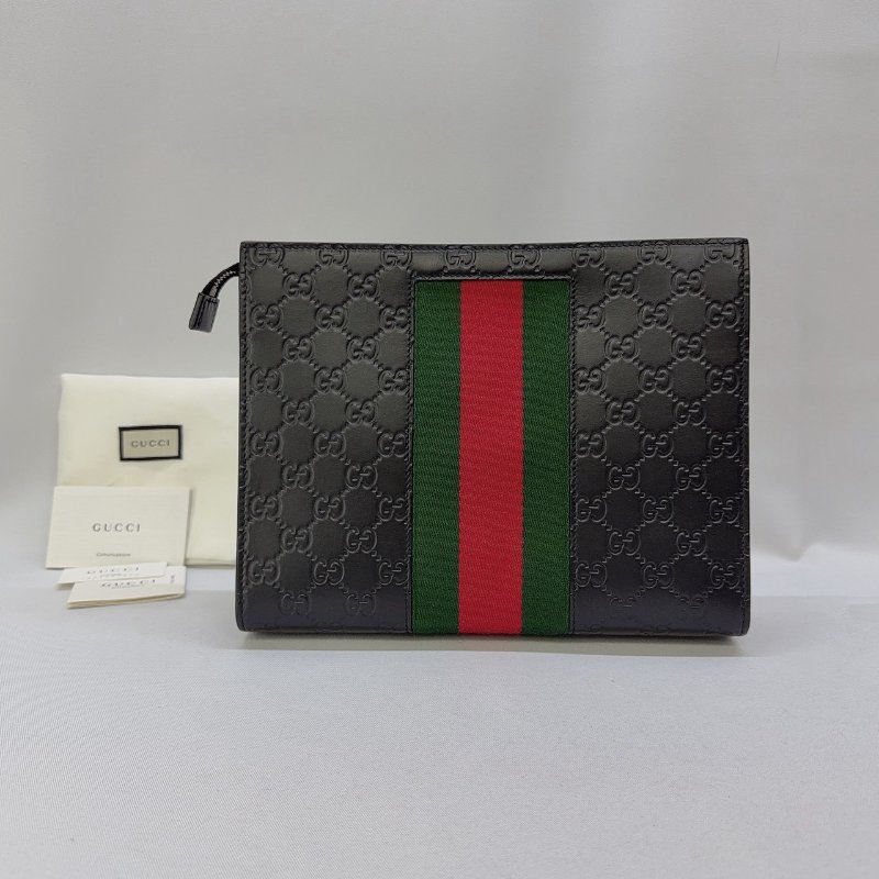 GUCCI GG Supreme帆布織帶手拿包-1