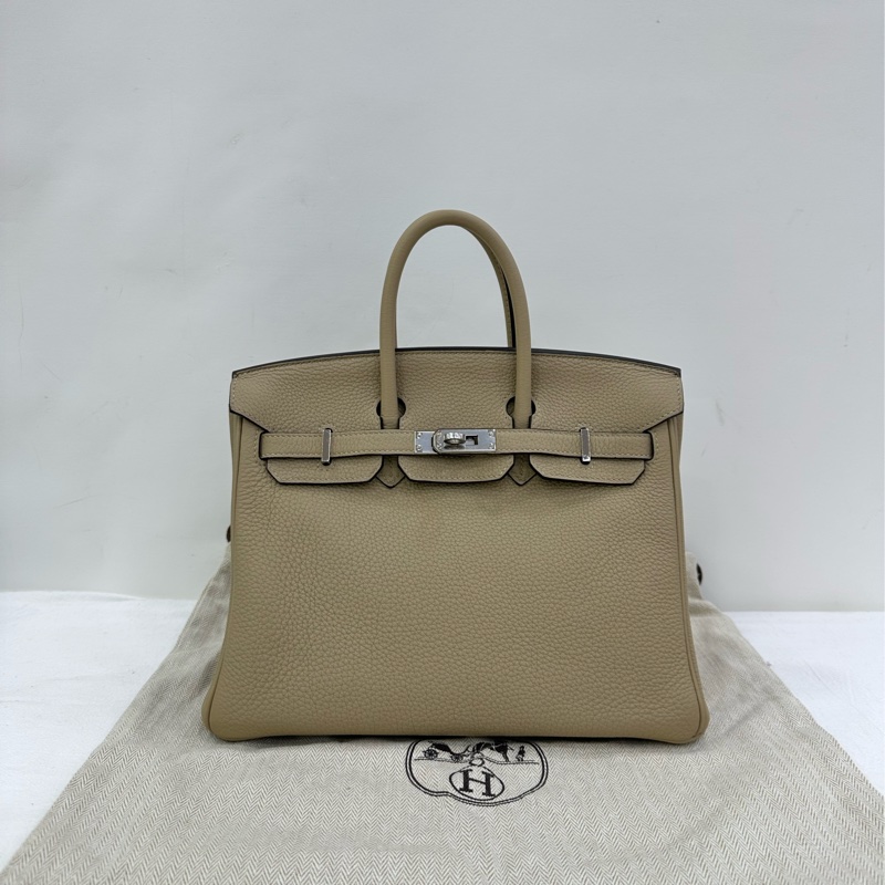 愛馬仕 Birkin 25 風衣灰銀扣 togo皮 A刻 無鎖無鑰匙 便宜出-0