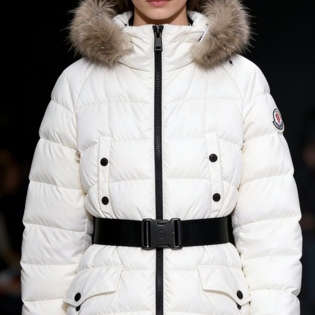 Moncler Clion 毛領腰帶羽絨外套 1碼 98新. 配件塵袋衣架-0