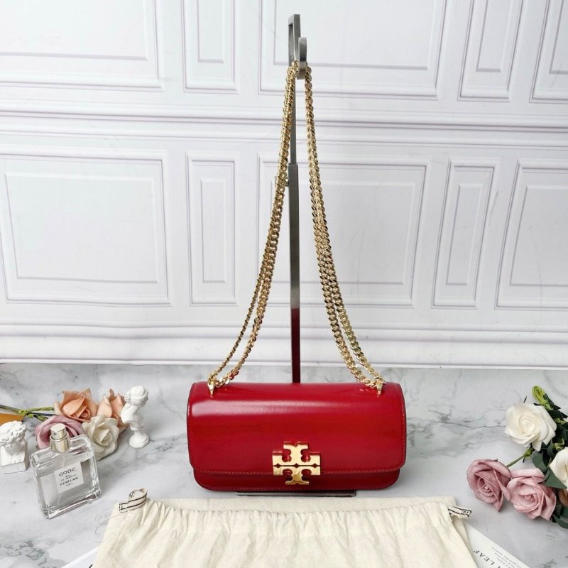 TORY BURCH Eleanor紅色牛皮鏈條包 20×10×5 98新配件塵袋-1