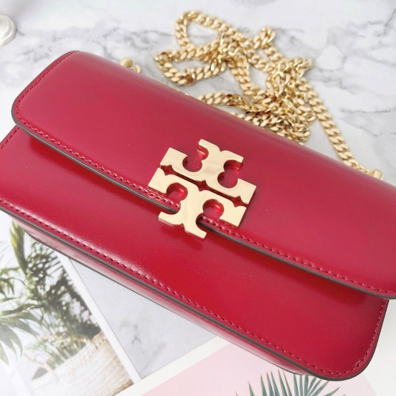 TORY BURCH Eleanor紅色牛皮鏈條包 20×10×5 98新配件塵袋-2