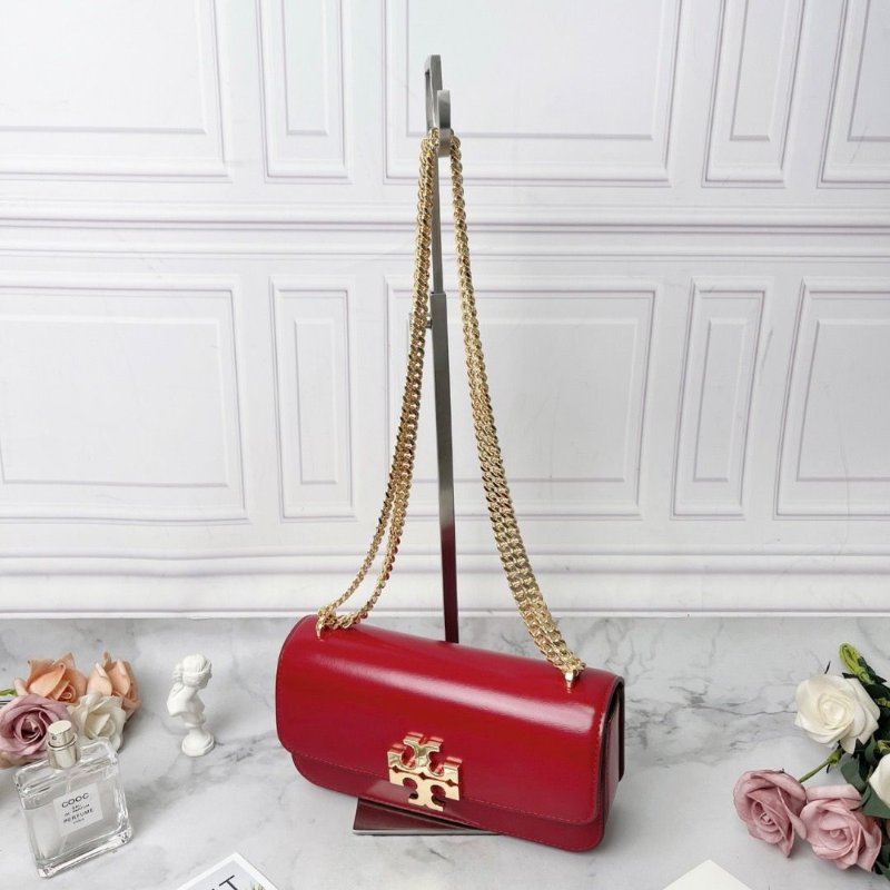 TORY BURCH Eleanor紅色牛皮鏈條包 20×10×5 98新配件塵袋-4