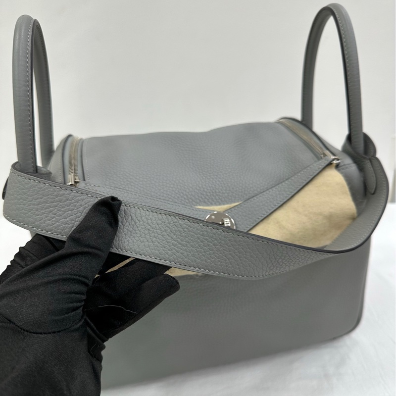 Hermes Lindy 30海鷗灰銀扣Tc皮X刻-7