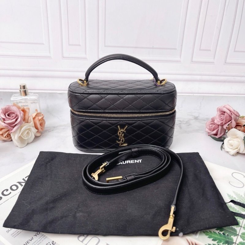 YSL GABY VANITY BAG黑金菱格紋化妝包盒子包 18*6.5*11 98新配件塵袋-1