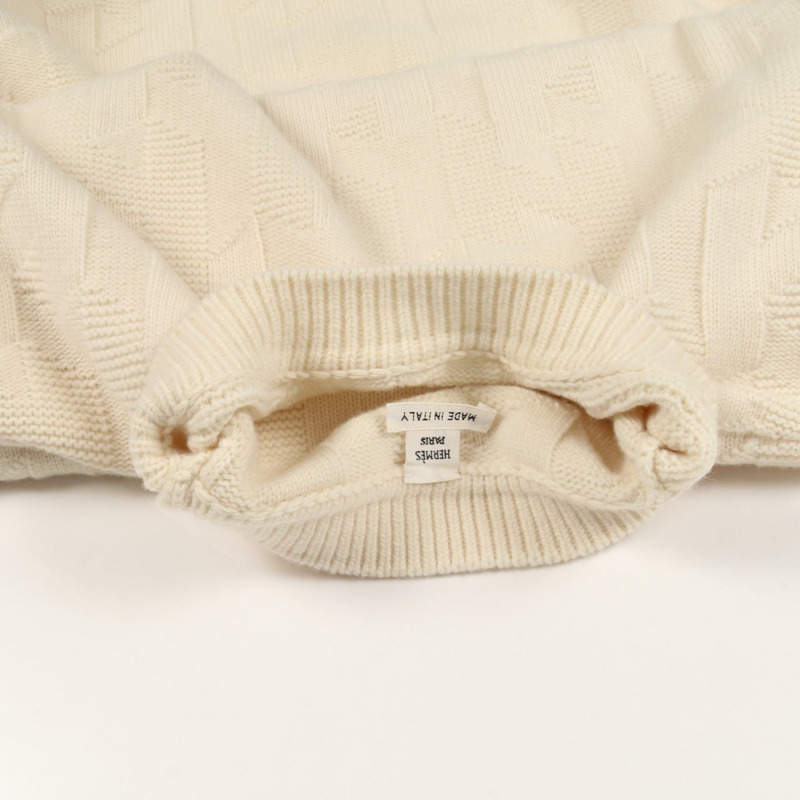 愛馬仕 H 標誌連身裙，36 號，羊毛材質，白色，二手女款-5