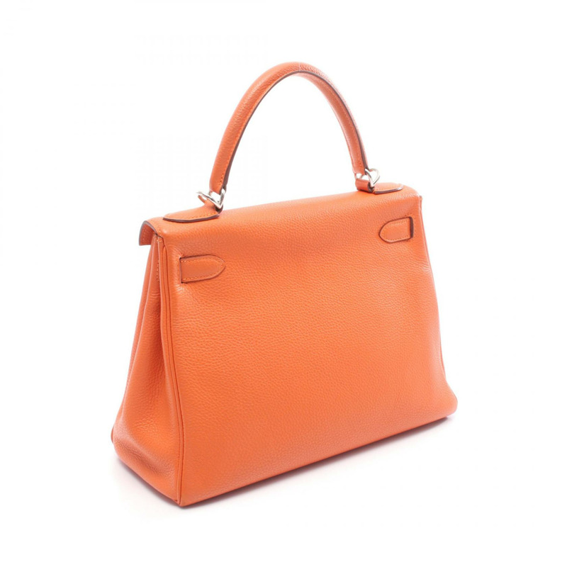 愛馬仕 Kelly 28 單肩手提包,J Togo 皮革,橙色,二手,女士,帶五金配件-1