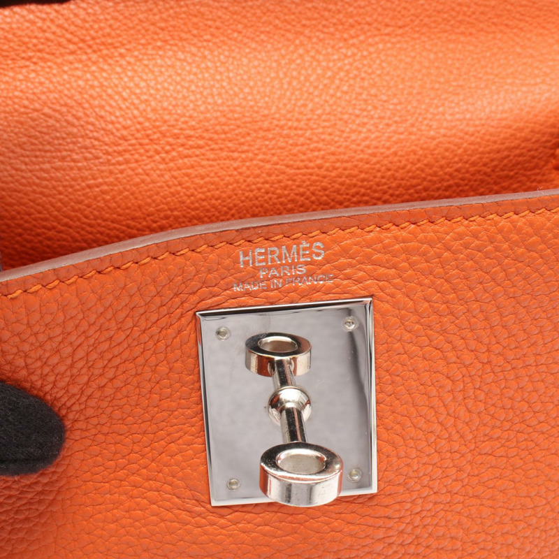 愛馬仕 Kelly 28 單肩手提包,J Togo 皮革,橙色,二手,女士,帶五金配件-3