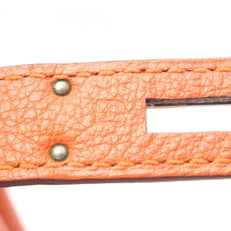 愛馬仕 Kelly 28 單肩手提包,J Togo 皮革,橙色,二手,女士,帶五金配件-4