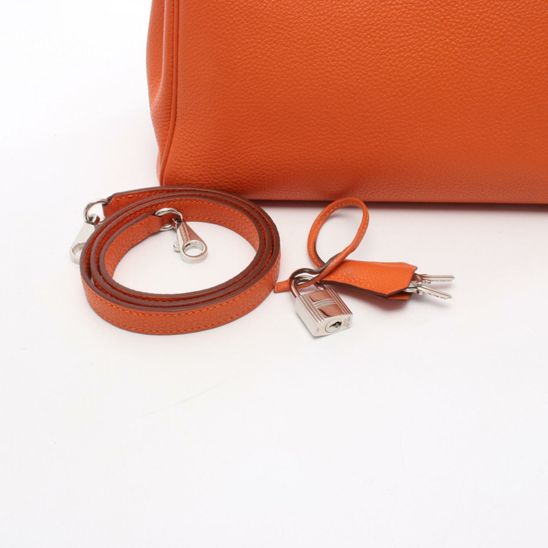 愛馬仕 Kelly 28 單肩手提包,J Togo 皮革,橙色,二手,女士,帶五金配件-5