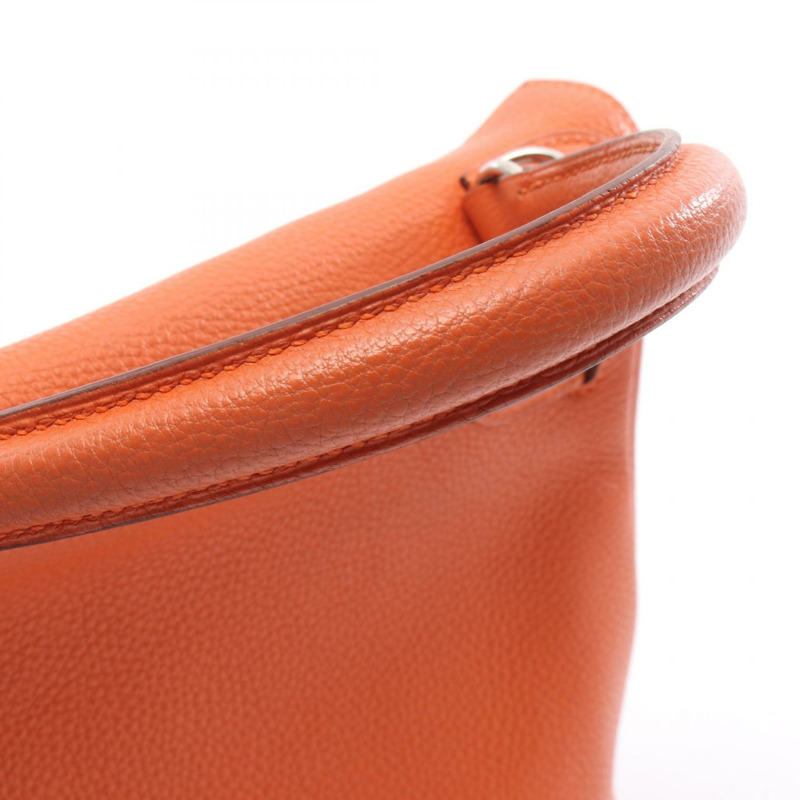 愛馬仕 Kelly 28 單肩手提包,J Togo 皮革,橙色,二手,女士,帶五金配件-10