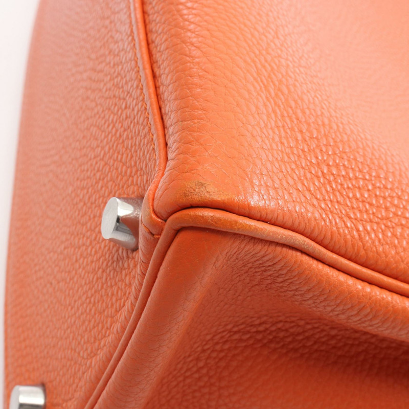 愛馬仕 Kelly 28 單肩手提包,J Togo 皮革,橙色,二手,女士,帶五金配件-12