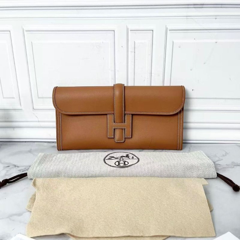 Hermes Jige29 H舌封扣37金棕色手拿包29×15×2.5cm 全新閒置配件塵袋-1