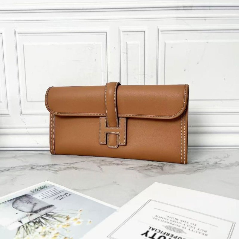 Hermes Jige29 H舌封扣37金棕色手拿包29×15×2.5cm 全新閒置配件塵袋-4