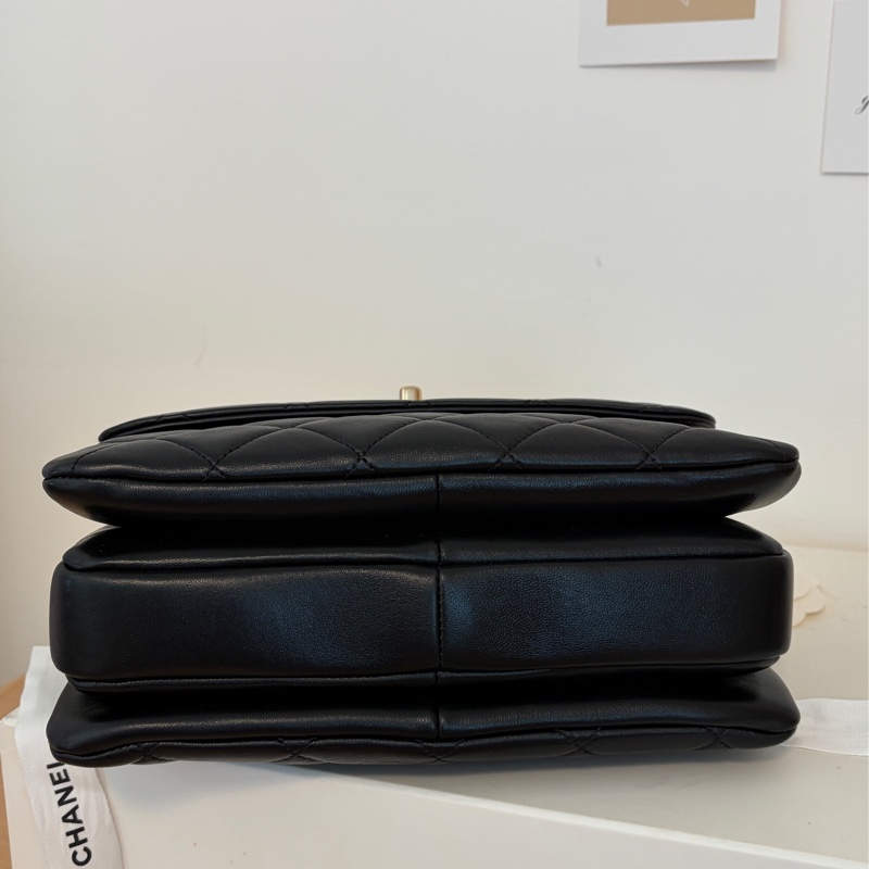 「全新從未使用」Chanel Trendy CC Handle 25cm 小羊皮香檳金-12