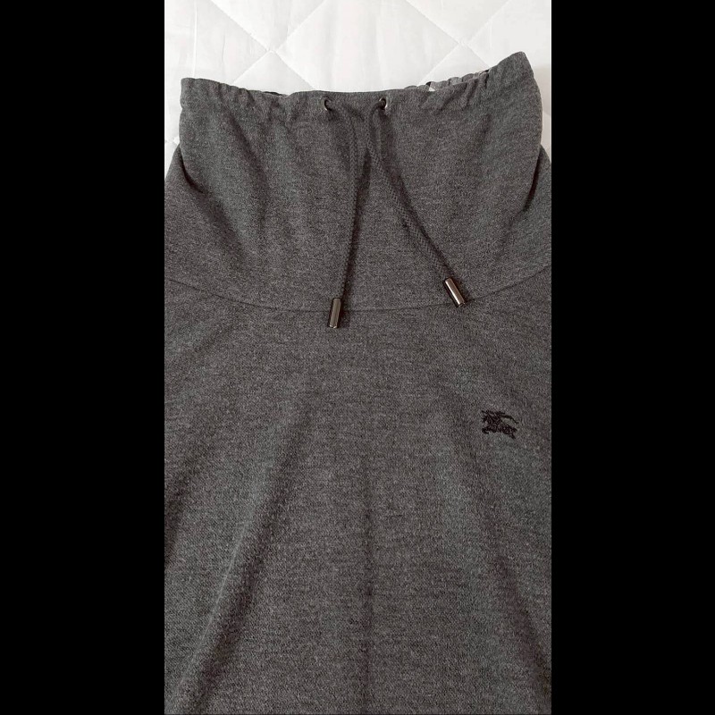 絕版(日本製MIJ)BURBERRY 博柏利 BLUE LABEL 藍標 戰馬 女灰色圍脖翻領短袖洋裝38號-2