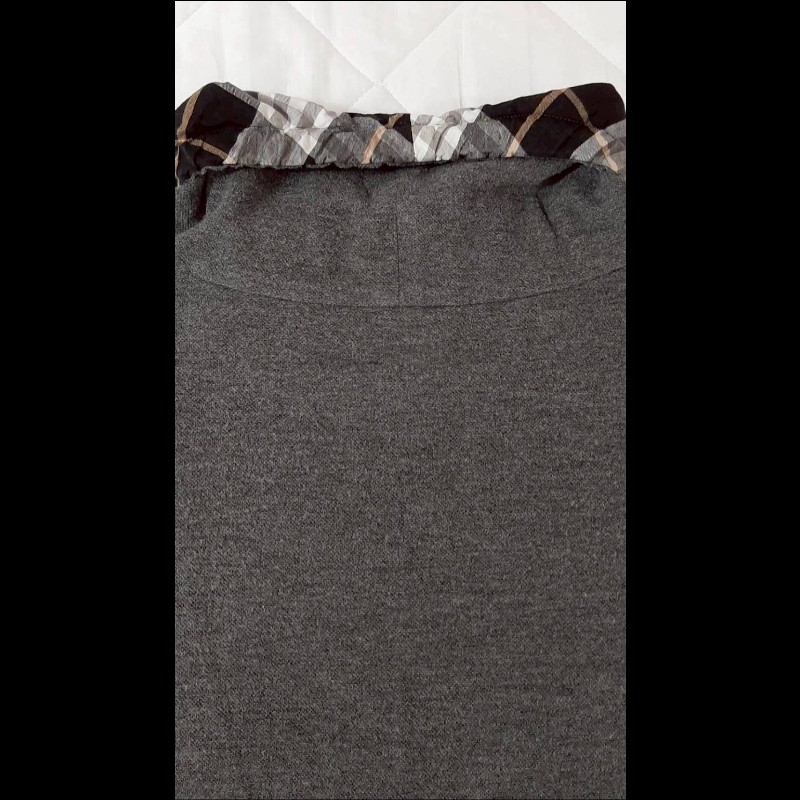 絕版(日本製MIJ)BURBERRY 博柏利 BLUE LABEL 藍標 戰馬 女灰色圍脖翻領短袖洋裝38號-4