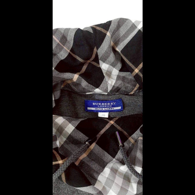 絕版(日本製MIJ)BURBERRY 博柏利 BLUE LABEL 藍標 戰馬 女灰色圍脖翻領短袖洋裝38號-7