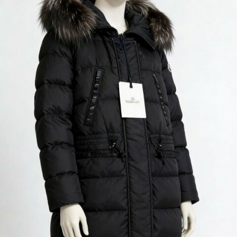 Moncler aphrotiti毛領中長款羽絨外套1碼(其他尺寸可以另外詢問) 99新配件塵袋衣架