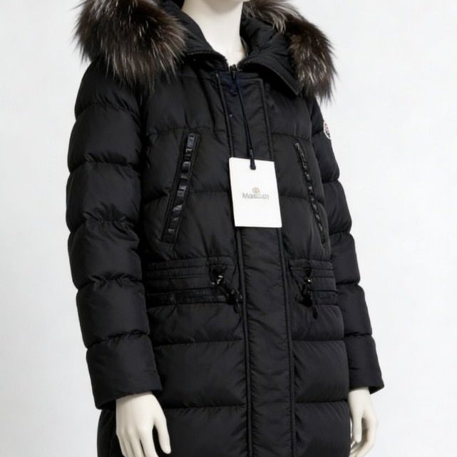Moncler aphrotiti毛領中長款羽絨外套1碼(其他尺寸可以另外詢問) 99新配件塵袋衣架-0