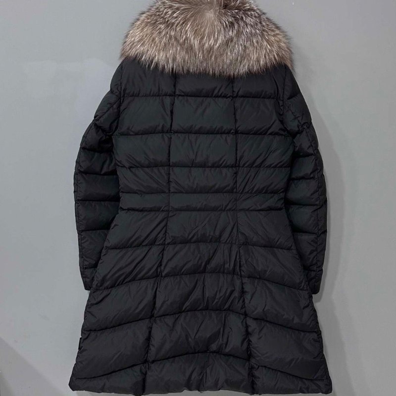 Moncler hirondelle giubbotto黑色毛領長款羽絨外套 1碼 98新配件塵袋衣架-5