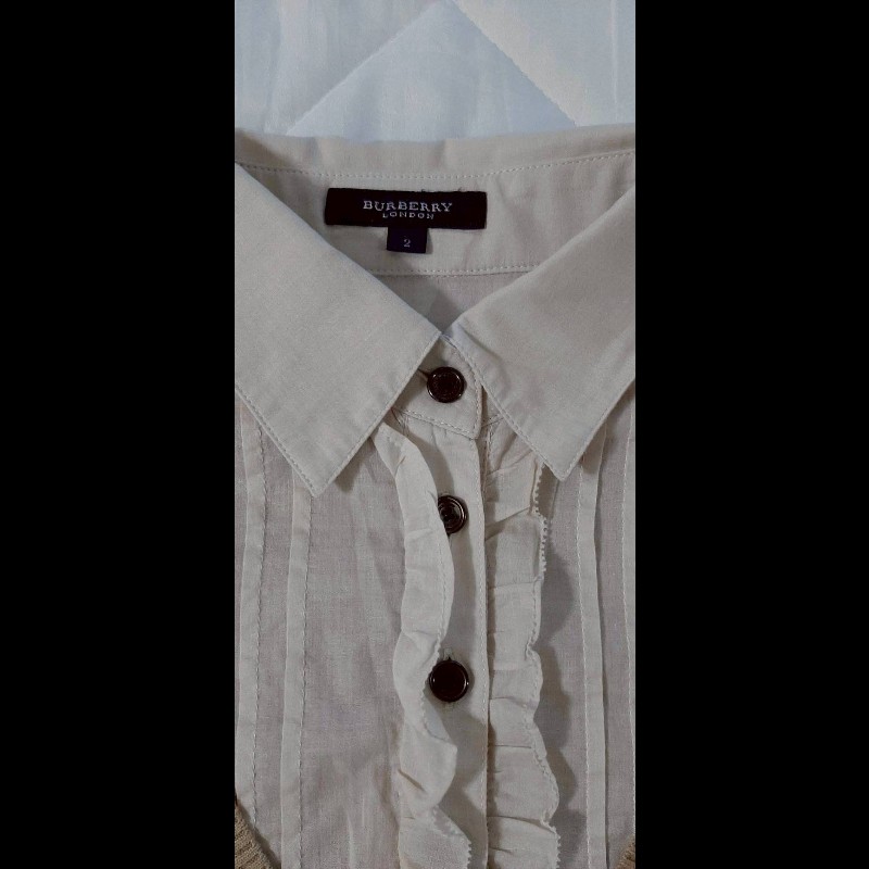 BURBERRY 博柏利 LONDON 戰馬 女淺棕色假兩件針織長袖上衣2號-6