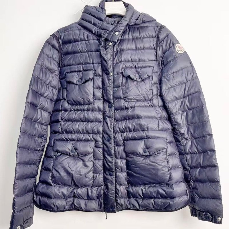 Moncler 藍黑色薄款羽絨外套 尺碼1碼,衣長59cm,胸圍94cm 98新配件塵袋-0