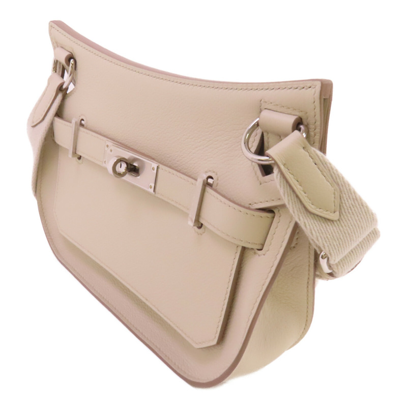 HERMES Togo皮革Mini Jypsiere銀扣肩背袋Beton-2