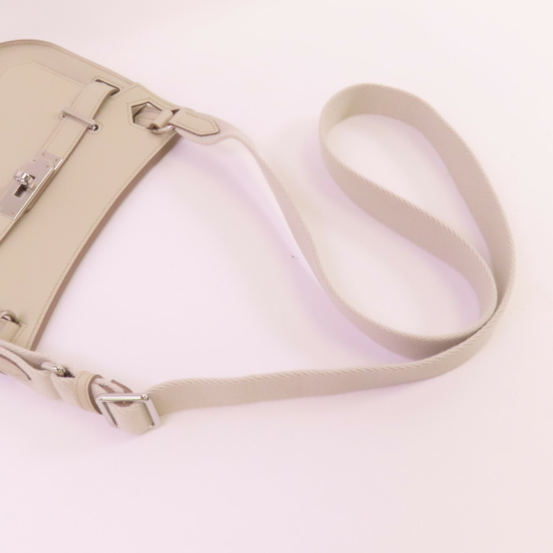 HERMES Togo皮革Mini Jypsiere銀扣肩背袋Beton-4