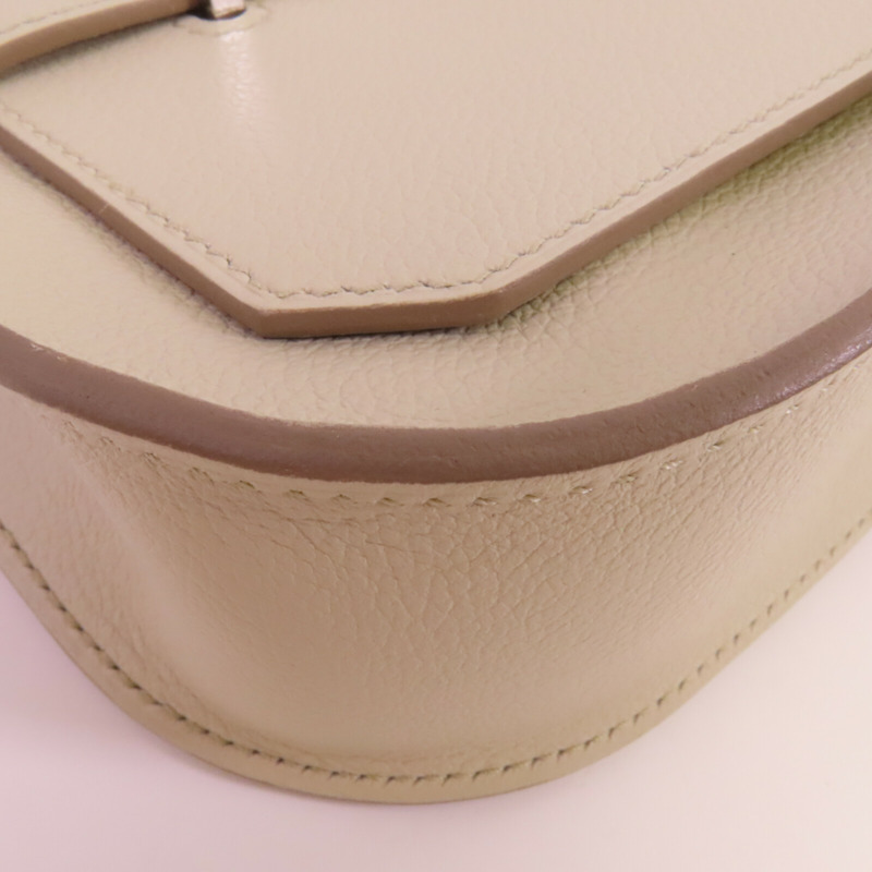 HERMES Togo皮革Mini Jypsiere銀扣肩背袋Beton-5