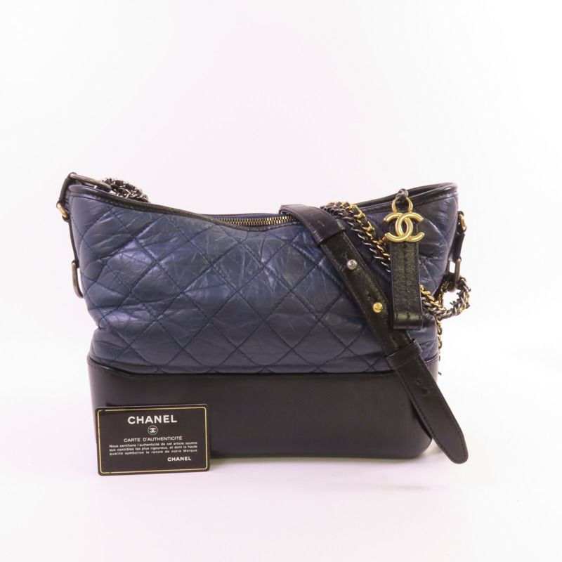 CHANEL 牛皮皮革Gabrielle Medium銀扣鏈帶肩背袋-19